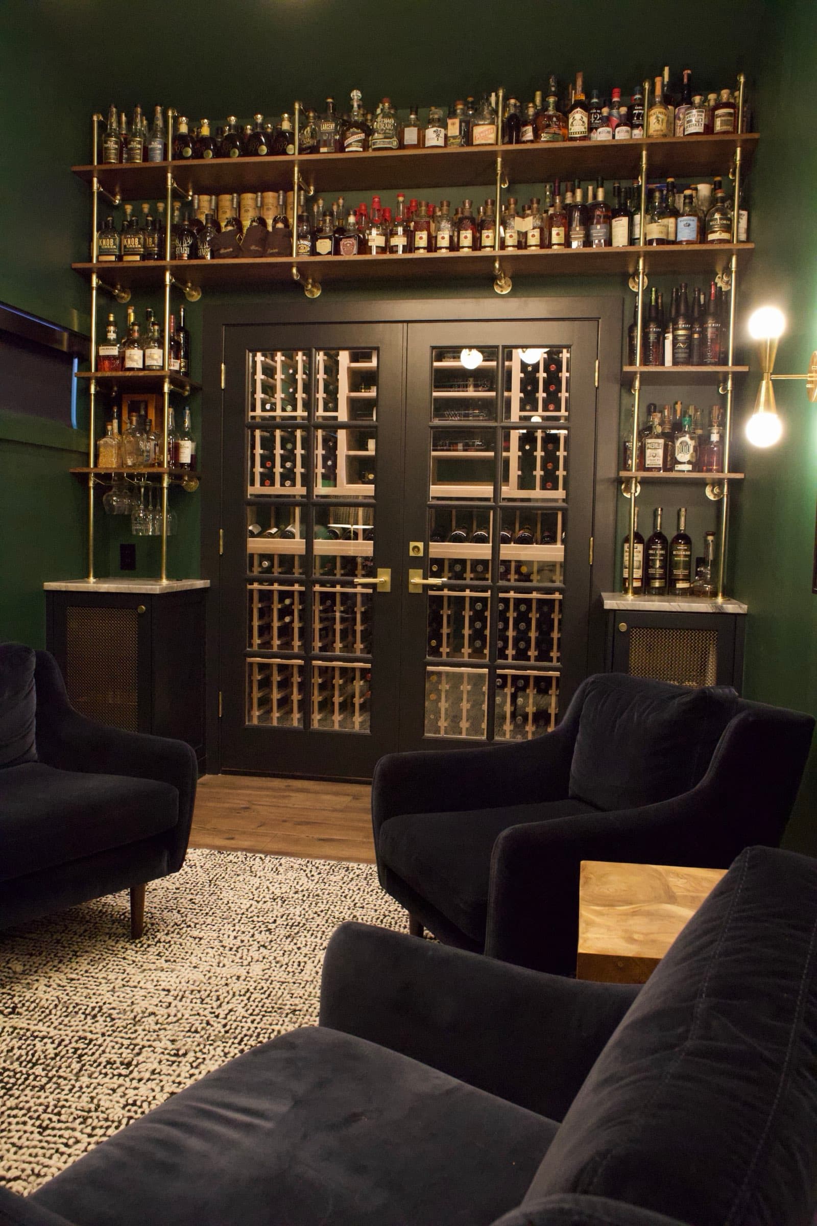 Moody side angle of the speakeasy lounge