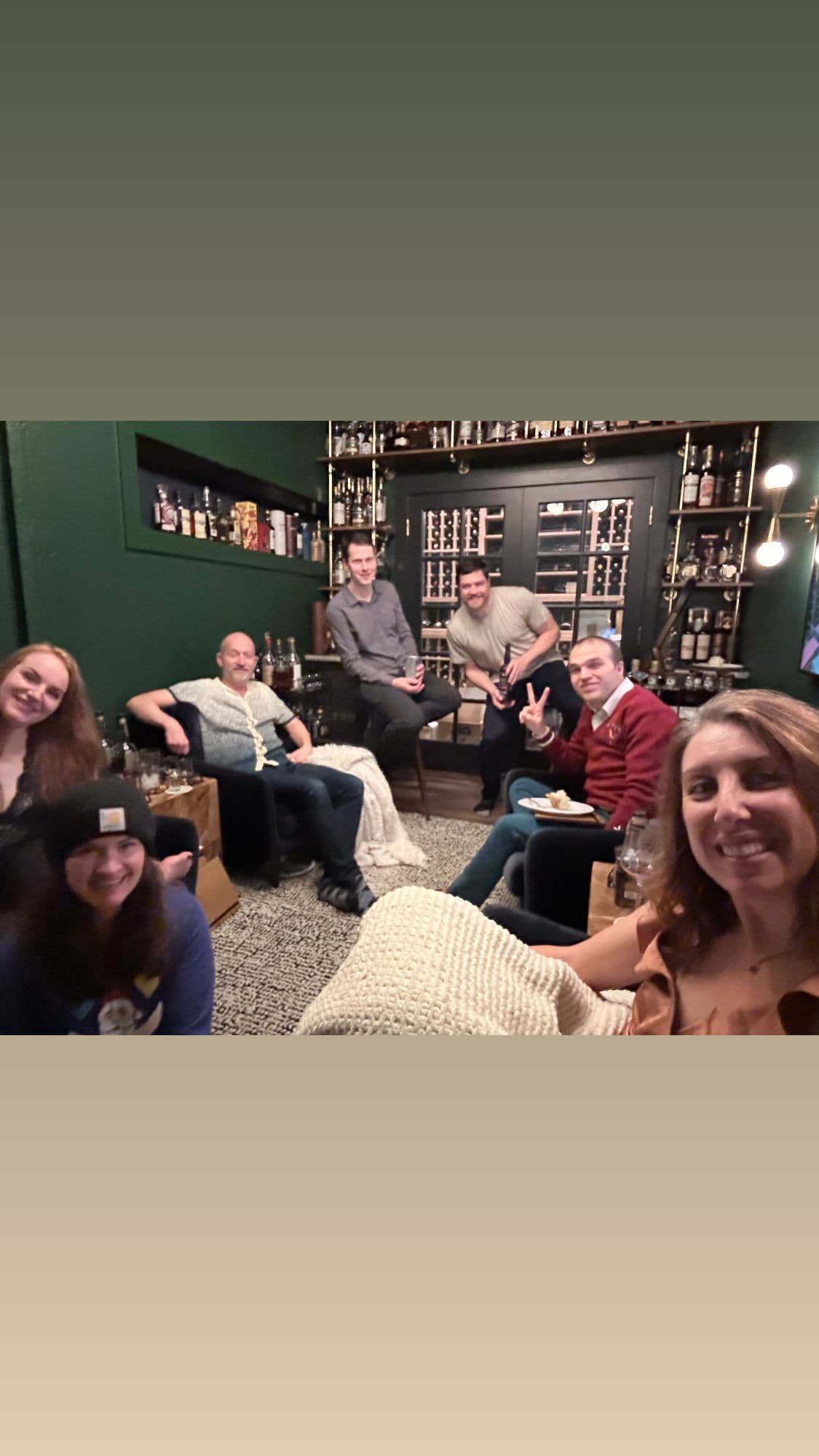 Friends gathered together in the speakeasy