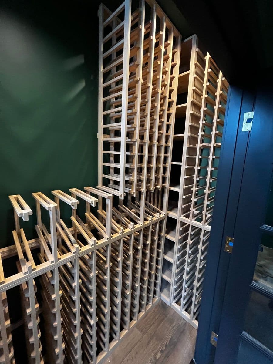 Inside the cellar — empty wine racks ready to be filled